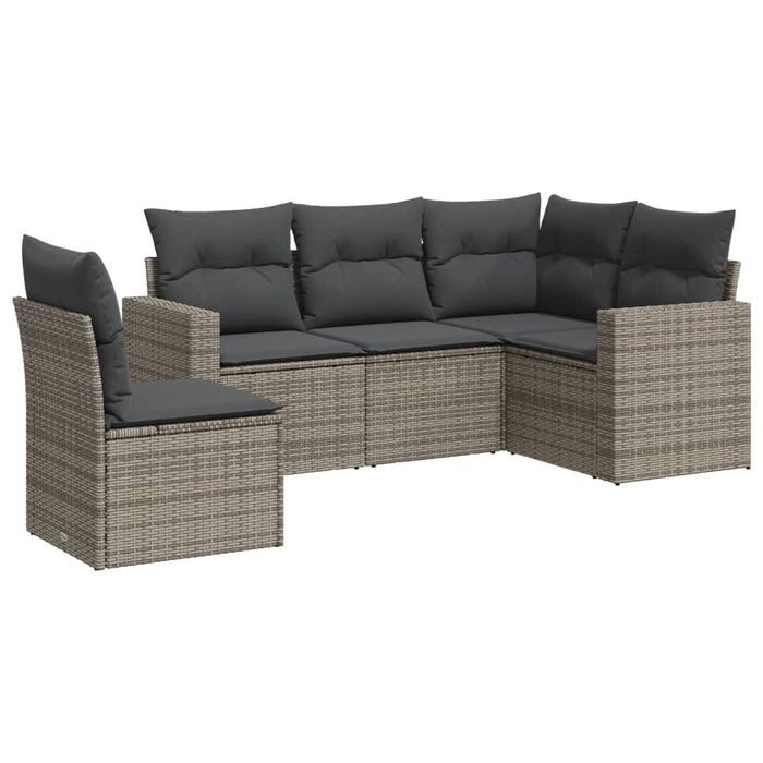 Set Divano da Giardino 5 pz con Cuscini Grigio in Polyrattan 3218960