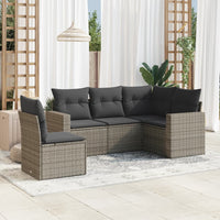 Set Divano da Giardino 5 pz con Cuscini Grigio in Polyrattan 3218960