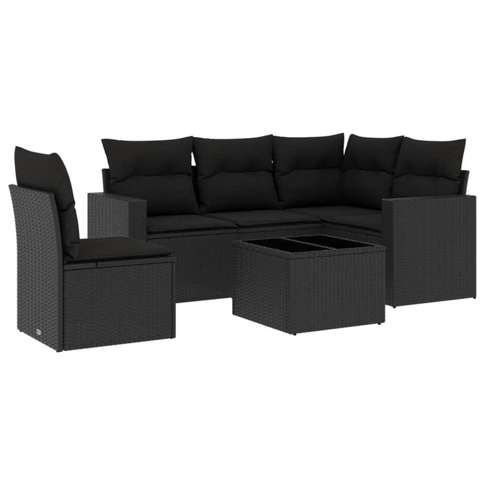 Set Divano da Giardino 6 pz con Cuscini Nero in Polyrattancod mxl 110953