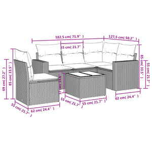 Set Divano da Giardino 6 pz con Cuscini Nero in Polyrattancod mxl 110953