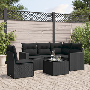 Set Divano da Giardino 6 pz con Cuscini Nero in Polyrattancod mxl 110953