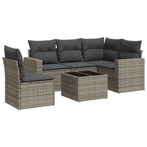 Set Divano da Giardino 6 pz con Cuscini Grigio in Polyrattancod mxl 86968