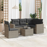 Set Divano da Giardino 6 pz con Cuscini Grigio in Polyrattancod mxl 86968