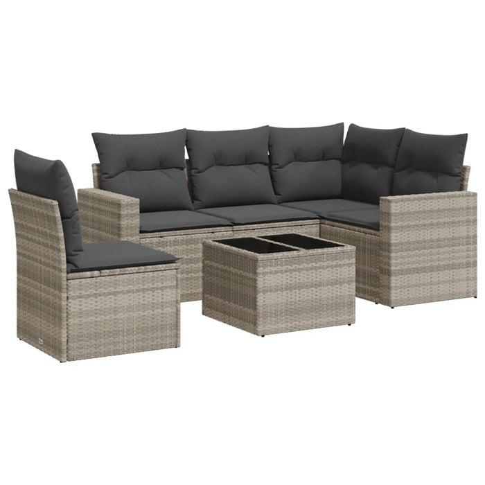 Set Divano da Giardino 6pz con Cuscini Grigio Chiaro Polyrattan 3218972