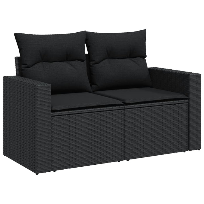 Set Divano da Giardino 6 pz con Cuscini Nero in Polyrattan 3218975