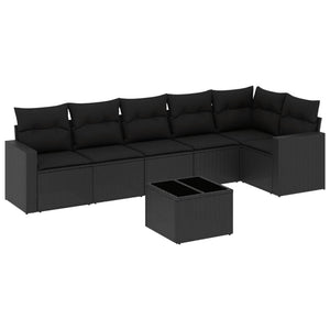 Set Divani da Giardino con Cuscini 7pz Nero Polyrattan 3218985