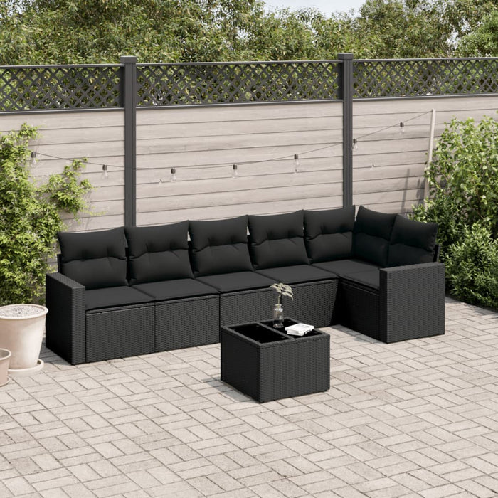 Set Divani da Giardino con Cuscini 7pz Nero Polyrattan 3218985