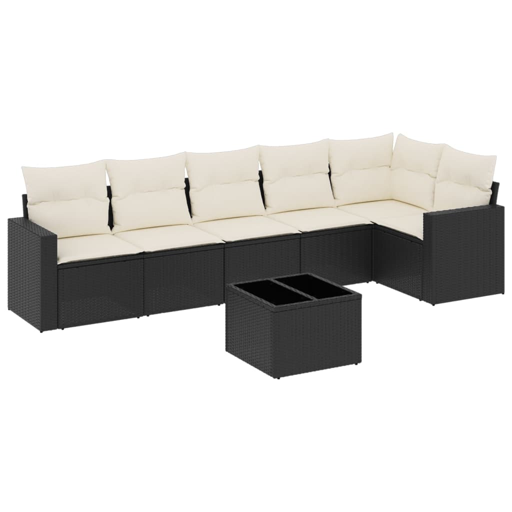 Set Divani da Giardino con Cuscini 7pz Nero Polyrattan 3218986