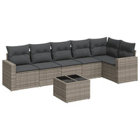 Set Divani da Giardino 7 pz con Cuscini Grigio in Polyrattan 3218990