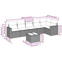 Set Divani da Giardino 7 pz con Cuscini Grigio in Polyrattan 3218990