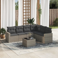 Set Divani da Giardino 7 pz con Cuscini Grigio in Polyrattan 3219010