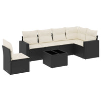 Set Divani da Giardino con Cuscini 7pz Nero Polyrattan 3219026