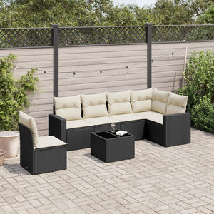 Set Divani da Giardino con Cuscini 7pz Nero Polyrattan 3219026