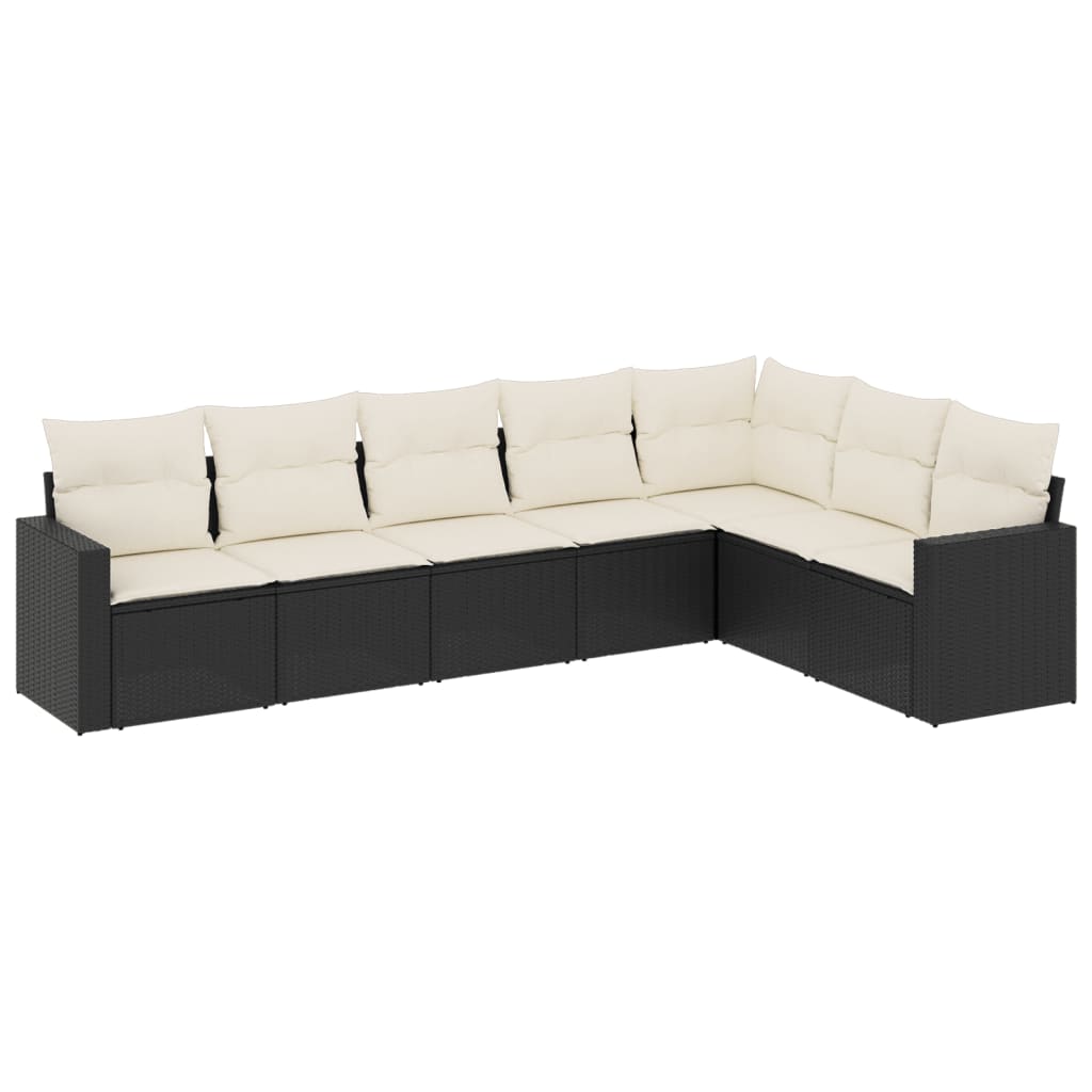 Set Divani da Giardino con Cuscini 7pz Nero Polyrattan 3219036