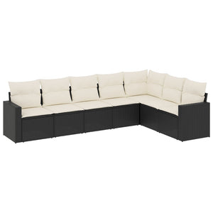 Set Divani da Giardino con Cuscini 7pz Nero Polyrattan 3219036