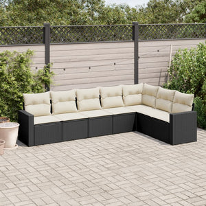 Set Divani da Giardino con Cuscini 7pz Nero Polyrattan 3219036