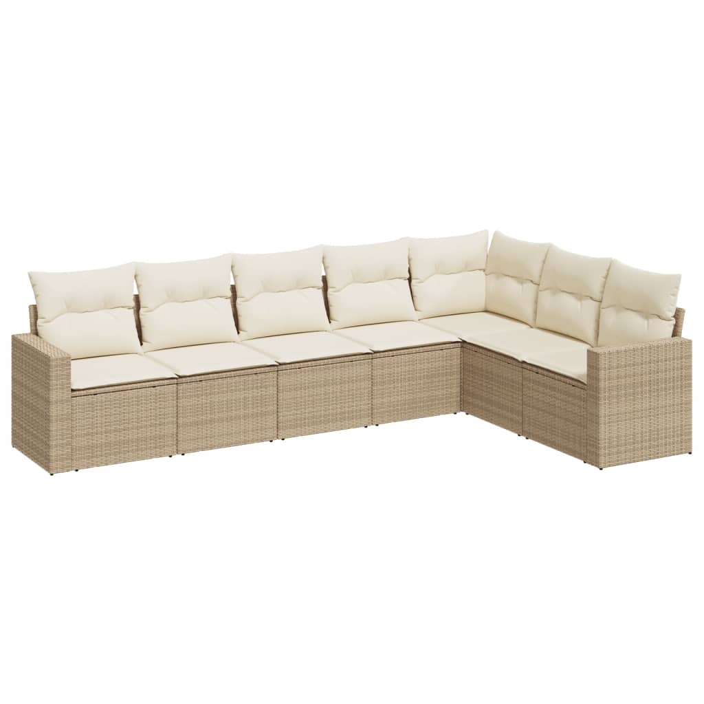 Set Divani da Giardino 7 pz con Cuscini Beige in Polyrattancod mxl 87090