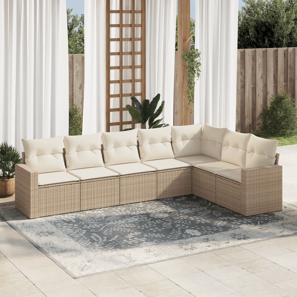 Set Divani da Giardino 7 pz con Cuscini Beige in Polyrattancod mxl 87090