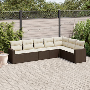 Set Divano da Giardino 7pz con Cuscini Marrone in Polyrattan 3219043