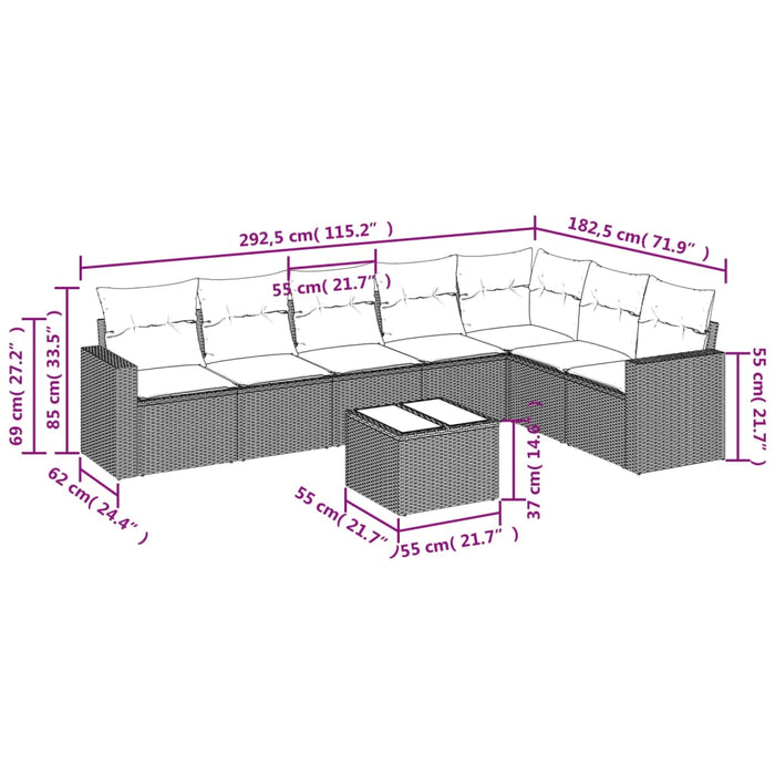 Set Divani da Giardino con Cuscini 8 pz Nero in Polyrattancod mxl 87092