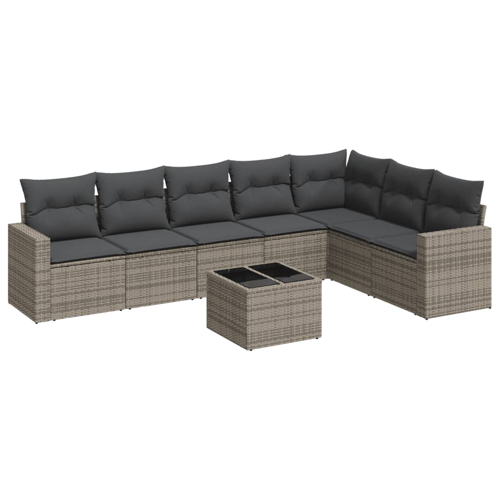 Set Divano da Giardino 8 pz con Cuscini Grigio in Polyrattancod mxl 87093