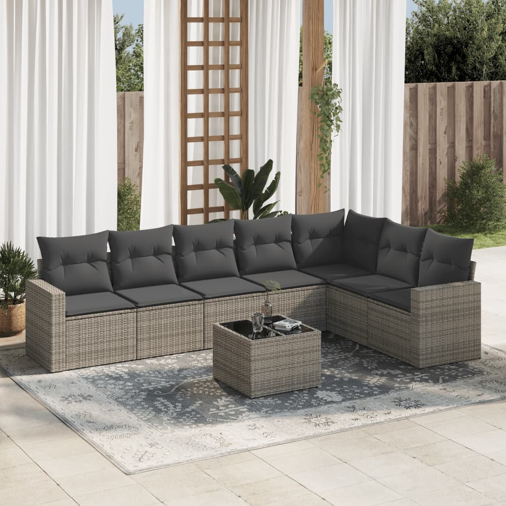 Set Divano da Giardino 8 pz con Cuscini Grigio in Polyrattancod mxl 87093