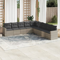 Set Divano da Giardino 9pz con Cuscini Grigio Chiaro Polyrattan 3219082