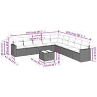 Set Divano da Giardino 10 pz con Cuscini Grigio in Polyrattan 3219090