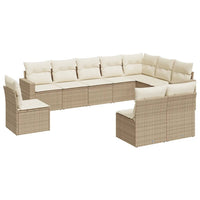 Set Divano da Giardino 10 pz con Cuscini Beige in Polyrattan 3219098