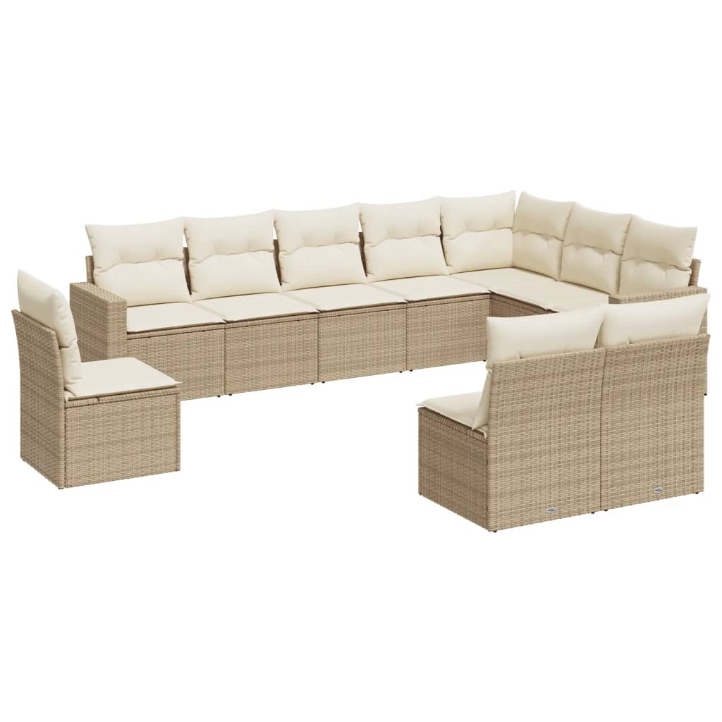 Set Divano da Giardino 10 pz con Cuscini Beige in Polyrattancod mxl 111979