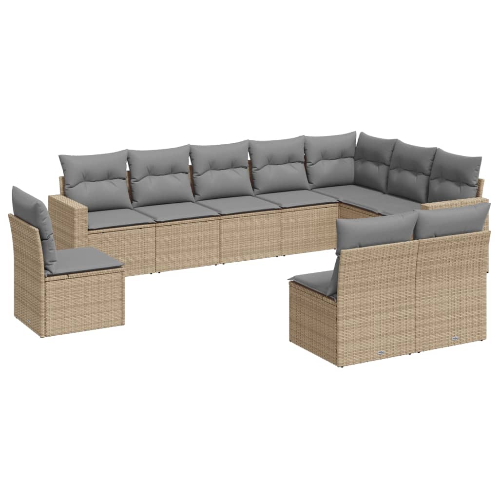 Set Divano da Giardino 10 pz con Cuscini Beige in Polyrattancod mxl 87941