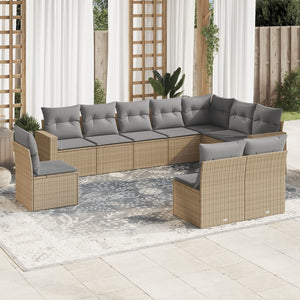 Set Divano da Giardino 10 pz con Cuscini Beige in Polyrattancod mxl 87941