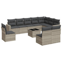 Set Divani da Giardino 11 pz con Cuscini in Polyrattan Grigio 3219112