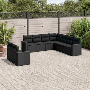 Set Divani da Giardino 9 pz con Cuscini Nero in Polyrattancod mxl 111667