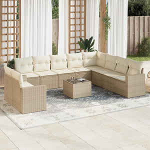 Set Divani da Giardino 11 pz con Cuscini Beige in Polyrattancod mxl 111358