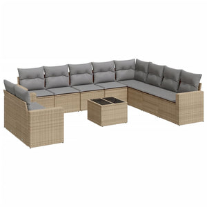 Set Divani da Giardino 11 pz con Cuscini Beige in Polyrattancod mxl 87338