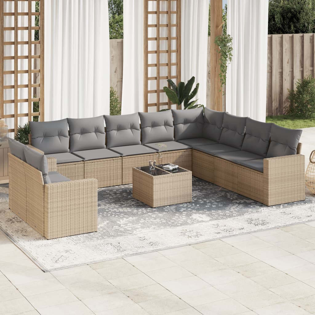 Set Divani da Giardino 11 pz con Cuscini Beige in Polyrattancod mxl 87338