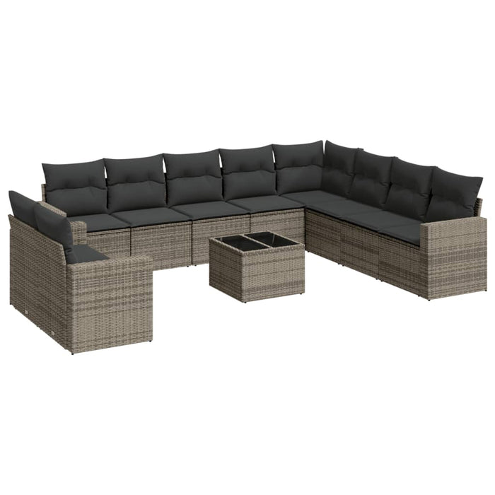 Set Divani da Giardino 11 pz con Cuscini in Polyrattan Grigio 3219170