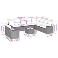 Set Divani da Giardino 11 pz con Cuscini in Polyrattan Grigio 3219172