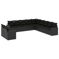 Set Divani da Giardino 11 pz con Cuscini in Polyrattan Nero 3219175