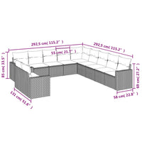 Set Divani da Giardino 11 pz con Cuscini in Polyrattan Nerocod mxl 87339