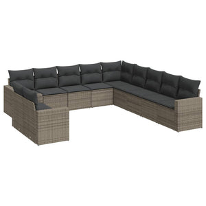 Set Divani da Giardino 11 pz con Cuscini in Polyrattan Grigio 3219180