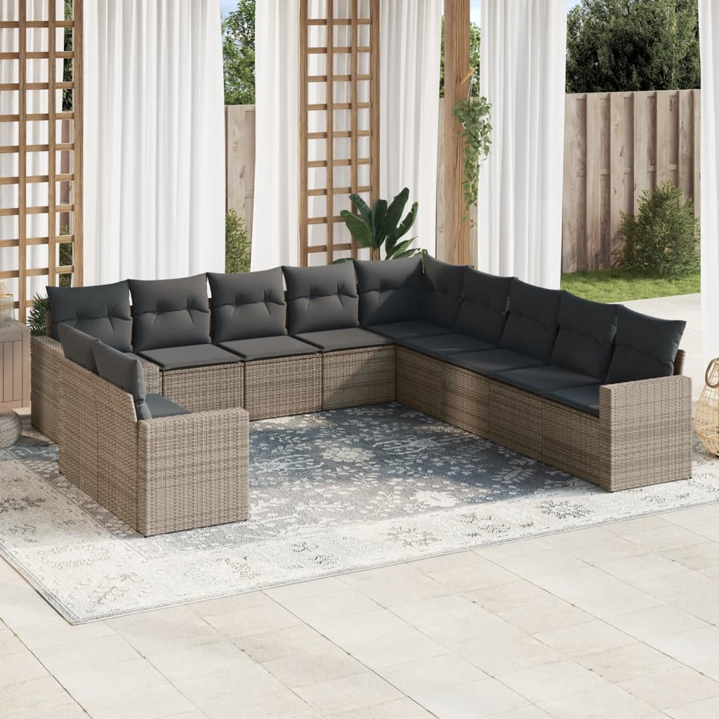 Set Divani da Giardino 11 pz con Cuscini in Polyrattan Grigiocod mxl 111355