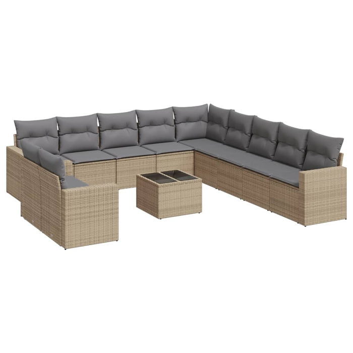 Set Divani da Giardino 12 pz con Cuscini Beige in Polyrattancod mxl 112597