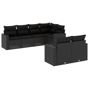 Set Divani da Giardino con Cuscini 7pz Nero Polyrattan 3219195