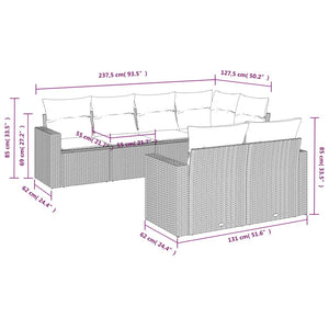 Set Divani da Giardino con Cuscini 7pz Nero Polyrattan 3219195