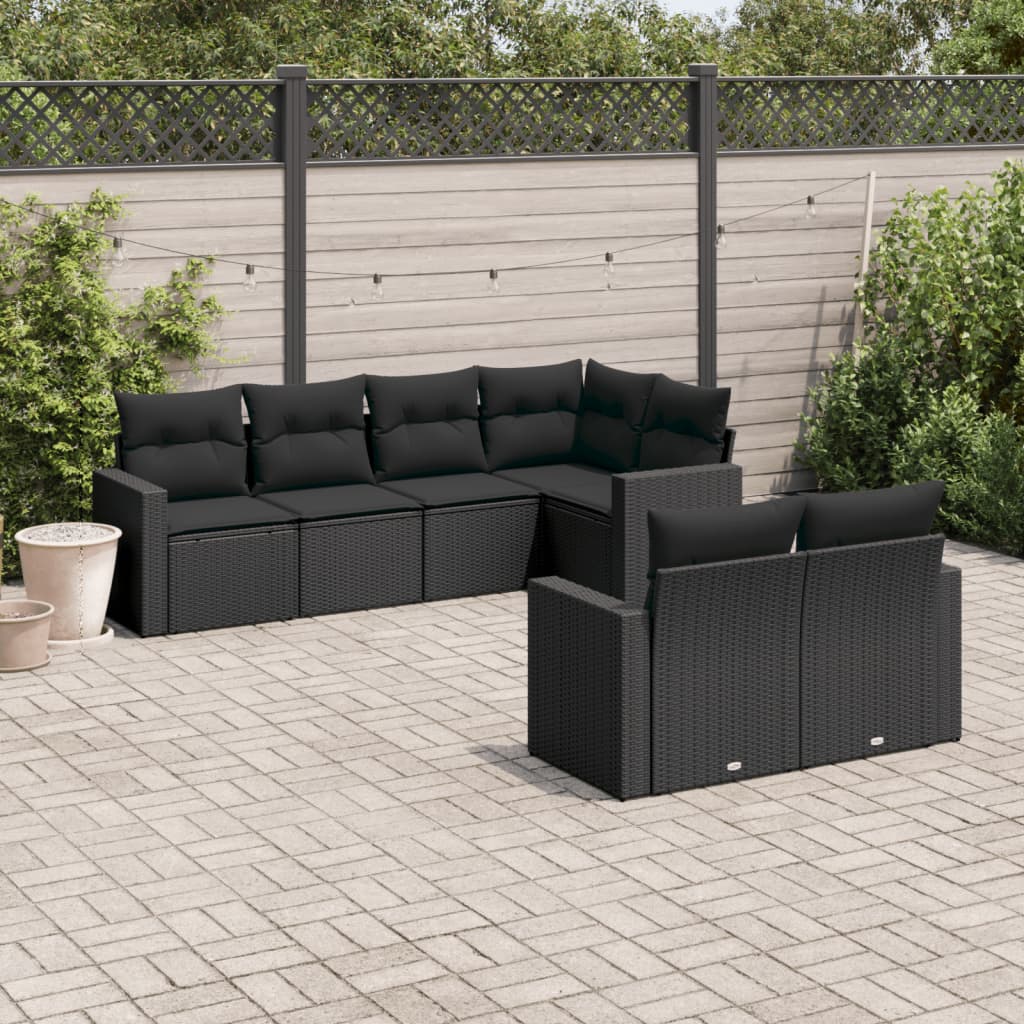 Set Divani da Giardino con Cuscini 7pz Nero Polyrattancod mxl 87337