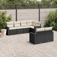 Set Divani da Giardino con Cuscini 7pz Nero Polyrattan 3219196