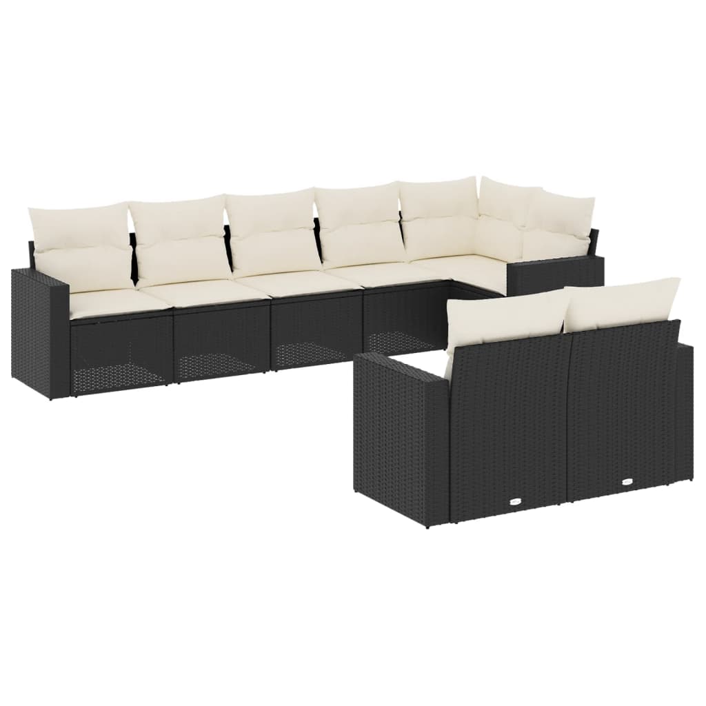 Set Divani da Giardino con Cuscini 8 pz Nero in Polyrattan 3219206