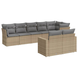 Set Divano da Giardino 8 pz con Cuscini Beige in Polyrattan 3219209